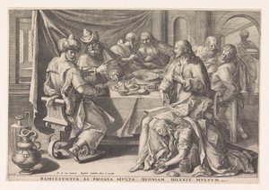 Marie Magdalena myje Kristovy nohy od Raphaël Sadeler (I)