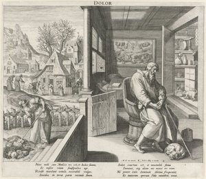 Stáří pod vlivem smutku Dolor (titul na předmětu) Čtyři věky (název série) od Raphaël Sadeler (I)