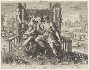Sanguinisch temperament Sanguineus (titul na předmětu) Vier temperamenten (název série) od Raphaël Sadeler (I)