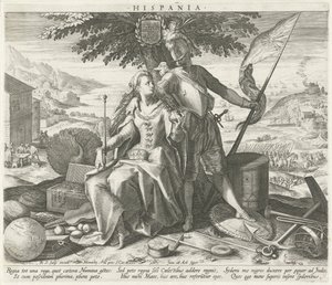 Španělsko s Juno a Mars Hispania (název na objektu) Alegorická zobrazení evropských zemí (název série)