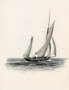 Gabare v ústí řeky Gironde (pastelka a uhel na papíře)