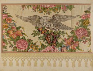 Chintz Valance pro postel s plakátem, c. 1935.