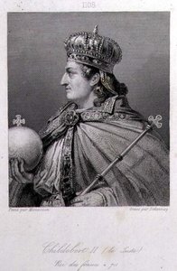 Childebert, král Austrasie, vyryto Delannoyem (rytina) od Raymond Quinsac (after) Monvoisin