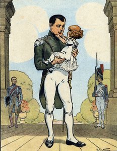 Portrét císaře Napoleona I. (1769-1821) se synem Aiglonem (1811-1832) (římský král Napoleon II., říšský vévoda) (francouzský císař Napoleon I. se synem Napoleonem II.) Ilustrace Raymonda de Neziere v "Our-Glories-Nationales" 1920 DR Pri od Raymond de la Neziere