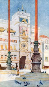 Hodinová věž (barevná litografie) od Reginald Barratt