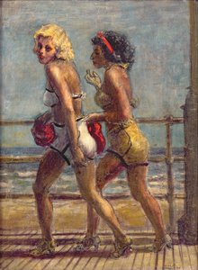 Dvě dívky na promenádě (tempera na plátně) od Reginald Marsh