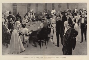 Hazardní hry v Ostende, klub Prive v Kursaalu (litografie) od Reginald Thomas Cleaver