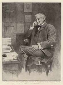 Pan Thomas F. Bayard, zesnulý velvyslanec Spojených států ve Velké Británii, který nyní opouští Anglii (litografie) od Reginald Thomas Cleaver