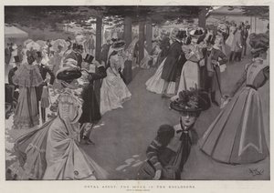Royal Ascot, scéna v ohradě (litografie) od Reginald Thomas Cleaver