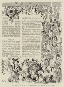 Karneval v Olympii, průvod bruslařů v kostýmech (litografie) od Reginald Thomas Cleaver
