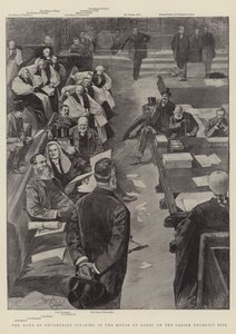 Projev vévody z Devonshiru ve Sněmovně lordů k návrhu zákona o farních radách (rytina) od Reginald Thomas Cleaver