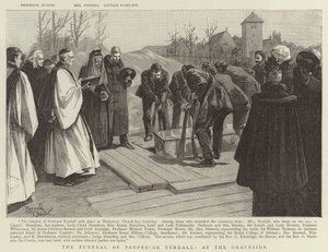 Pohřeb profesora Tyndalla u hrobu (rytina) od Reginald Thomas Cleaver