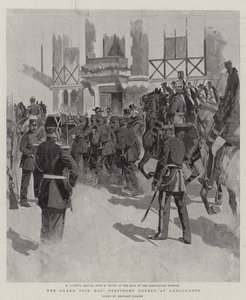 Den Velké ceny, prezident Loubet v Longchamps (litografie)