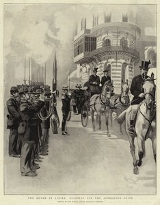 Královna na Cimiez, start na odpolední jízdu (litografie) od Reginald Thomas Cleaver