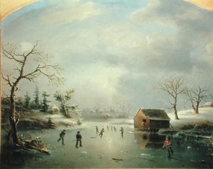 Skating Pond v Morristown, New Jersey (olej na plátně) od Regis Francis Gignoux