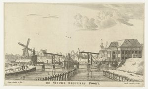 Pohled na třetí Regulierspoort v Amsterdamu Nová pravidelná brána (název na objektu) Městské brány Amsterdamu (název série) Nové a okouzlující snímky městských bran Amsterdamu vynesené na světlo R.N. Sailor (název série