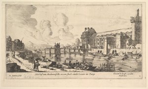 Pohled na Louvre a Tuileries, z Pohledů na Paříž a sousedství, deska 1, 17. století. od Reinier Zeeman