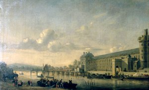 Pohled na Seinu s jižní fasádou galerie Louvre, Paříž, 1660