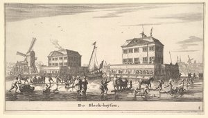 Zimní scéna v Blockhouse v Amsterdamu, 17. století.