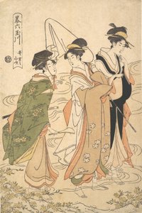 Mountain Roses of Ide Ide no Yamabuki, ze série A Parodic Six Jewel Rivers Y..., ca. 1795.