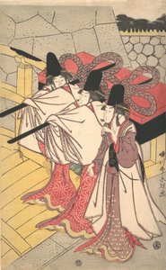 Princ Genji se vrací do svého paláce, kde na něj čeká jeho žena, ca. 1797, ca. 1797.