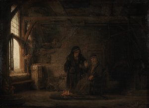 Tobiášova žena s kozou od Rembrandt