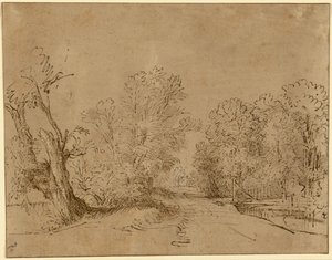 Zalesněná cesta od Rembrandt Harmensz. van Rijn