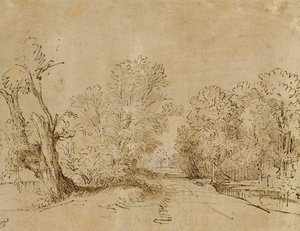 Zalesněná cesta od Rembrandt van Rijn