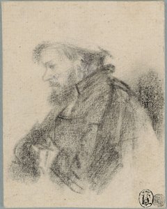 Vousatý muž, poloviční délka, z profilu vlevo od Rembrandt van Rijn
