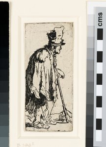 Žebrák se zmrzačenou rukou, kolem 1629 (lept) od Rembrandt van Rijn