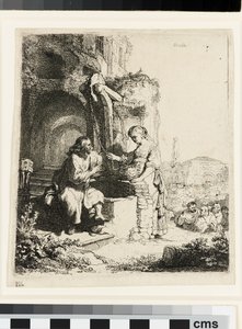 Kristus a žena Samaří mezi ruinami od Rembrandt van Rijn