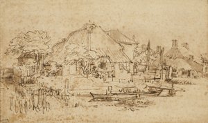 Chata u kanálu, kolem 1650?-53 od Rembrandt van Rijn