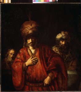 David a Uriáš, Haman (Aman) Poznává svůj osud "" Uriáš Chetejský (nebo Chetitský Uriáš) voják krále Davida. Obraz Harmenszoona van Rijna známý jako Rembrandt (1606-1669)