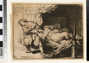 Josefa a Potifarova žena od Rembrandt van Rijn