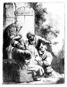 Josefův plášť přinesený Jákobovi, asi 1633 (lept)