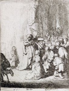 Prezentace v chrámu (pero a inkoust na papíře) od Rembrandt van Rijn