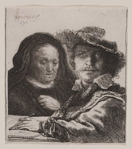 Autoportrét s umělcovou matkou od Rembrandt van Rijn