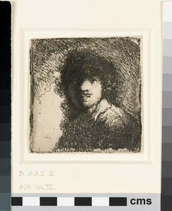 Autoportrét s prostou hlavou: busta, cca 1629 (lept) od Rembrandt van Rijn