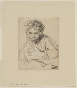 Studie k obrazu „Dívka u okna“, před rokem 1645 (grafit na papíře) od Rembrandt van Rijn