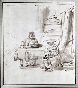 Svatá rodina. Kresba perem a tuší (kresba) od Rembrandt Harmensz. van Rijn