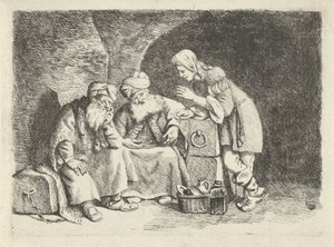 Joseph vysvětluje sny pekaře a pohárníka od Rembrandt van Rijn (follower of)