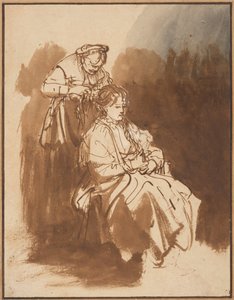 Mladá žena se spletenými vlasy, asi 1637 od Rembrandt van Rijn