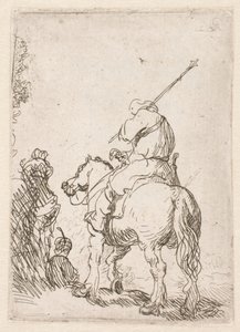 Voják s turbanem na koni od Rembrandt van Rijn