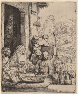 Abraham baví anděly od Rembrandt van Rijn