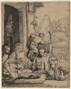 Abraham baví anděly od Rembrandt van Rijn