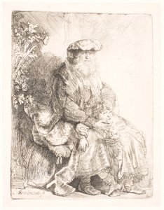 Abraham hladí Izáka od Rembrandt van Rijn