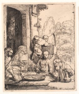 Abraham baví anděly od Rembrandt van Rijn