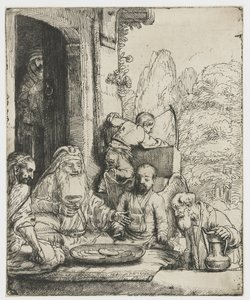 Abraham baví anděly od Rembrandt van Rijn