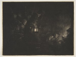 Adoration of the Shepherds: A Night Piece, ca. 1657. od Rembrandt van Rijn