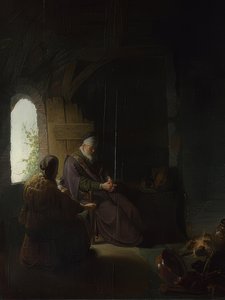 Anna a slepý Tobit. Kolem roku 1630 od Rembrandt van Rijn